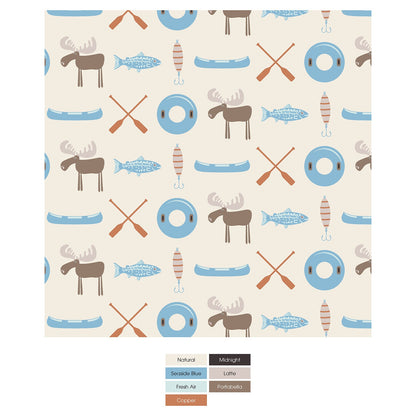 Print Coverall with 2 Way Zipper in Natural Lake Life