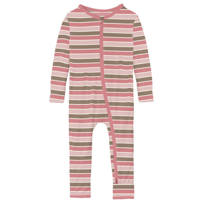 Print Coverall with 2 Way Zipper in Neapolitan Stripe