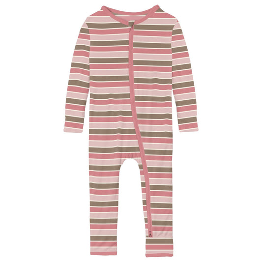 Print Coverall with 2 Way Zipper in Neapolitan Stripe