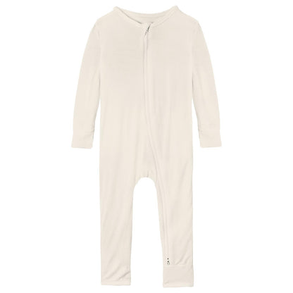 Coverall with 2 Way Zipper in Natural