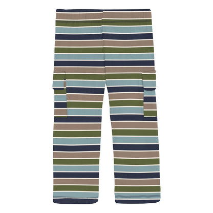 Print Cargo Pants in Fall Vibes Stripe