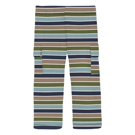 Print Cargo Pants in Fall Vibes Stripe