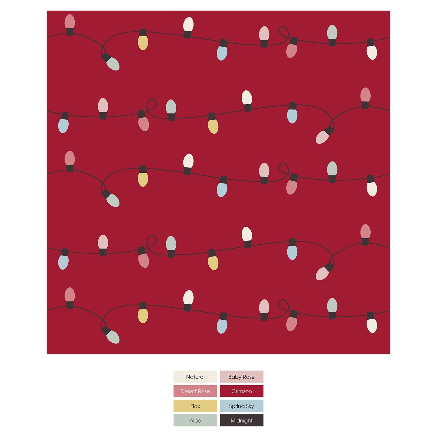 Print Coverall with 2 Way Zipper in Crimson Holiday Lights