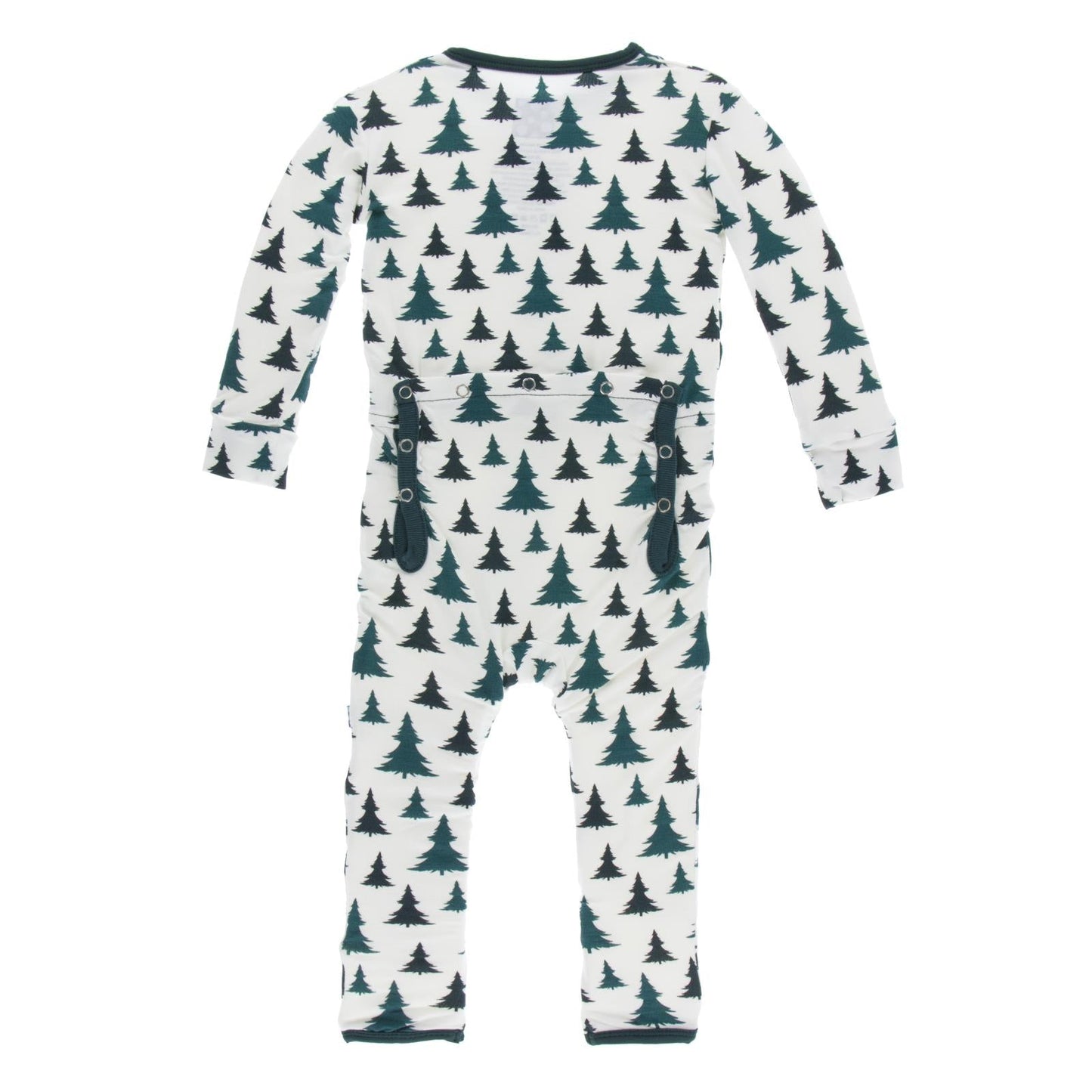 Print Coverall with Zipper in Natural Christmas Trees