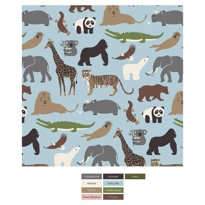 Print Bandana Bib in Spring Sky Zoo