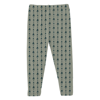 Print Leggings in Silver Sage Trees & Hearts