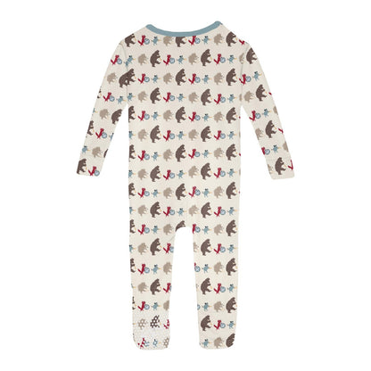 Print Convertible Sleeper with Zipper in Natural Marching Band