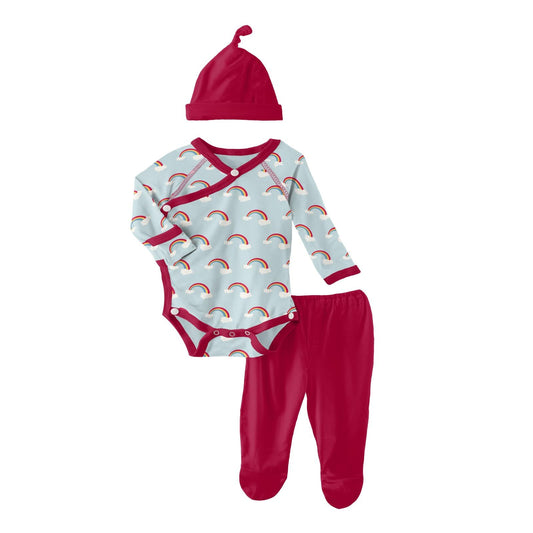 Kimono Newborn Gift Set with Elephant Box in Spring Sky Rainbows