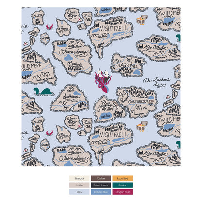 Print Convertible Sleeper with Zipper in Dew Pirate Map