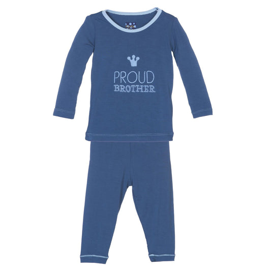 Holiday Long Sleeve Applique Pajama Set in Twilight Proud Brother