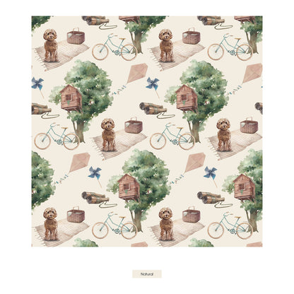 Print Convertible Sleeper with Zipper in Natural Tree House