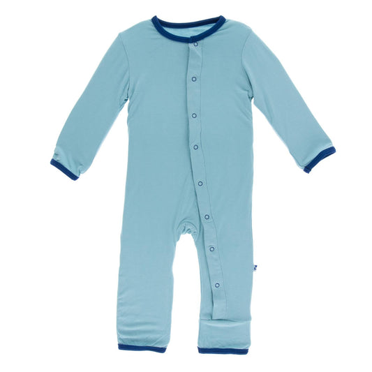 Holiday Applique Coverall in Glacier Dreidel
