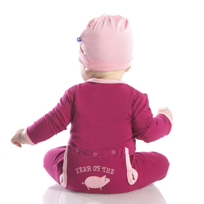 Holiday Applique Coverall in Berry Year of the Pig