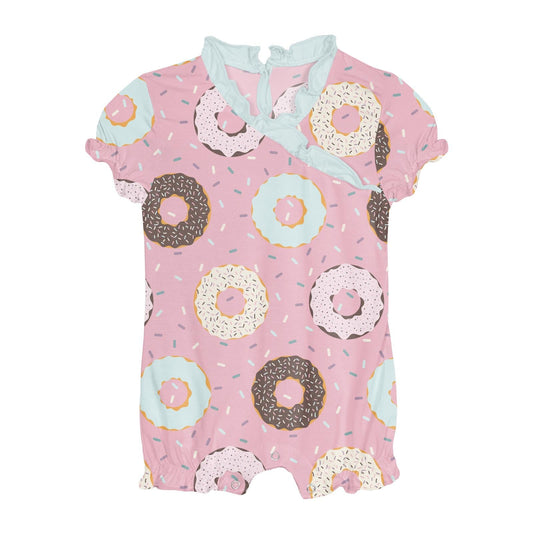 Print Ruffle Romper in Cake Pop Donuts and Sprinkles