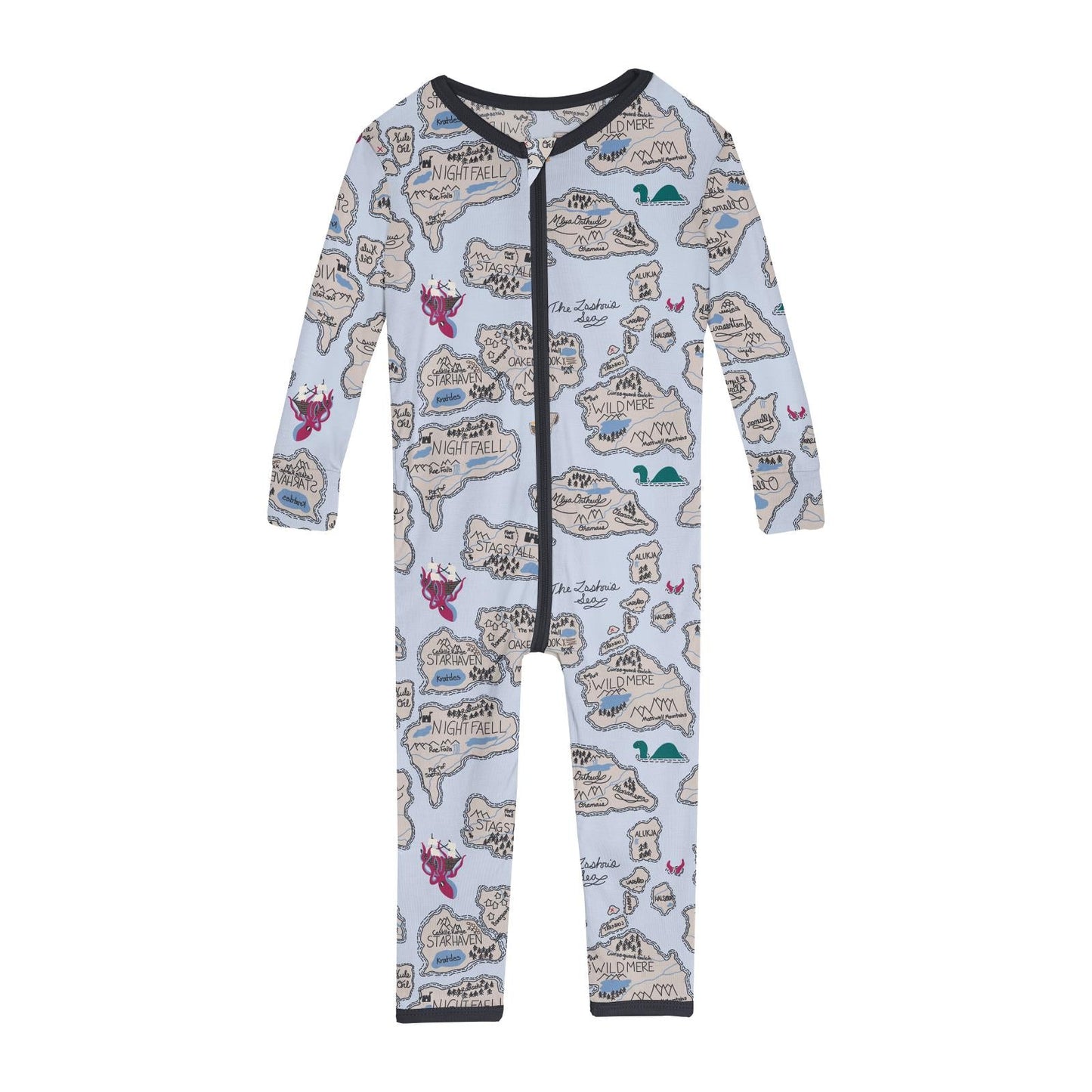 Print Convertible Sleeper with Zipper in Dew Pirate Map
