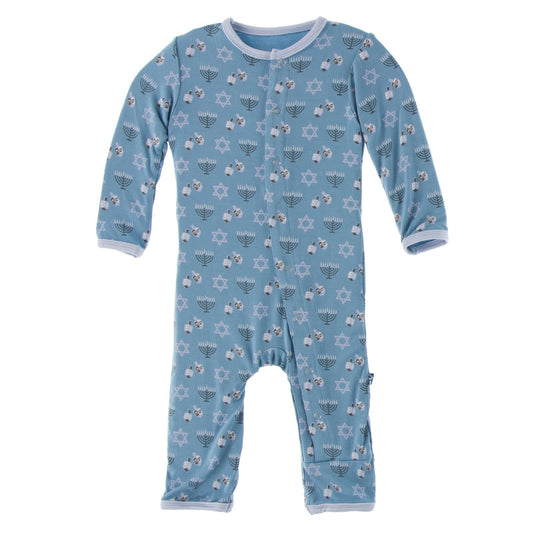 Print Coverall in Blue Moon Hanukkah