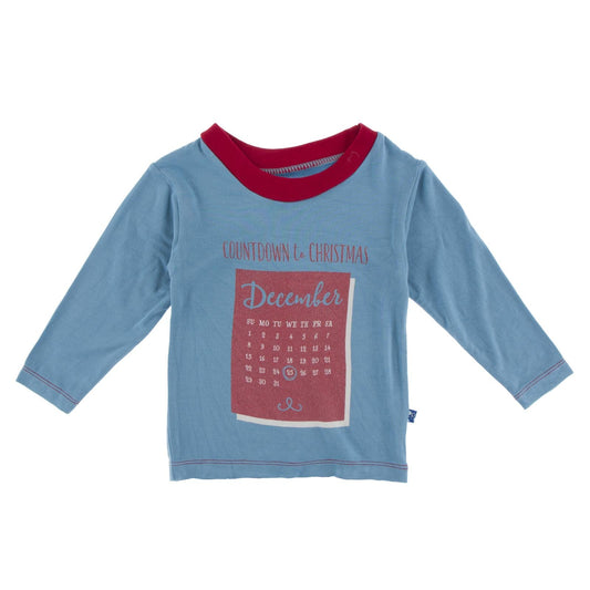 Long Sleeve Graphic Tee in Blue Moon Countdown to Christmas