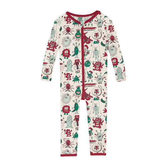 Print Convertible Sleeper with Zipper in Merry Monsters
