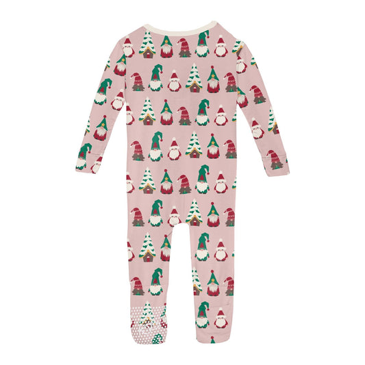 Print Convertible Sleeper with Zipper in Baby Rose Gnomes