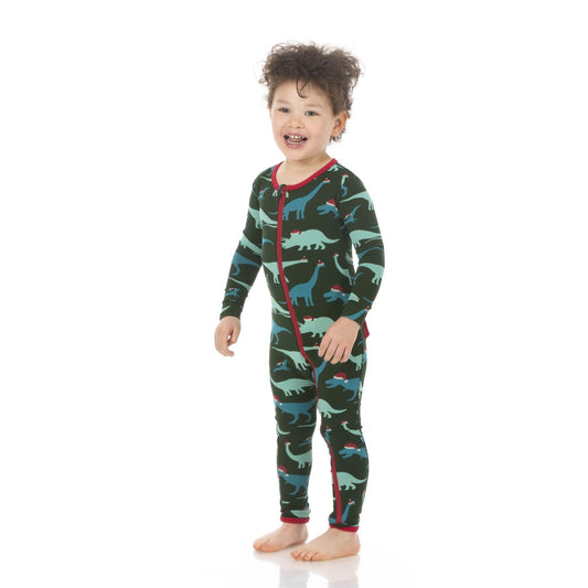Print Coverall with Zipper in Santa Dinos