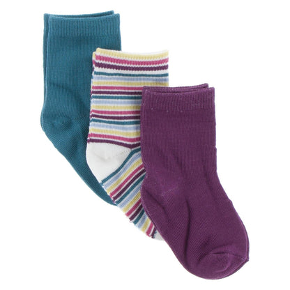 Girl Socks (Set of 3) in Seagrass, Girl Perth Stripe, & Starfish