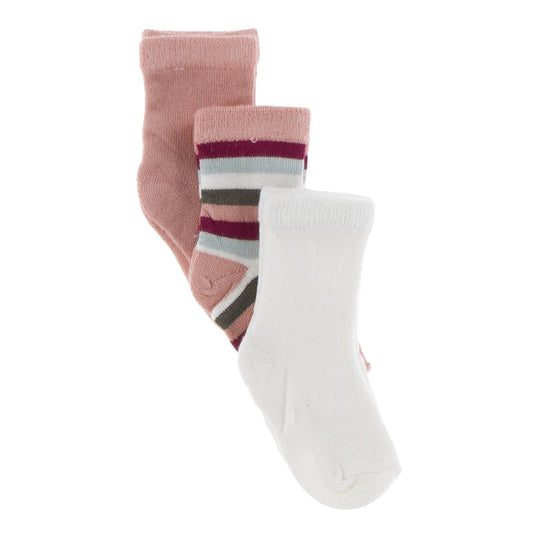 Socks (Set of 3) in Blush, Geology Stripe and Natural