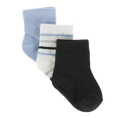 Socks (Set of 3) in Spring Sky, Tuscan Afternoon Stripe and Zebra