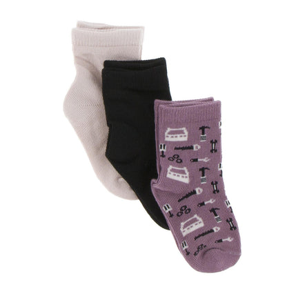 Socks (Set of 3) in Macaroon, Midnight & Pegasus Construction