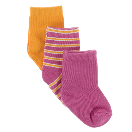 Socks (Set of 3) in Tamarin, Flamingo Brazil Stripe & Flamingo
