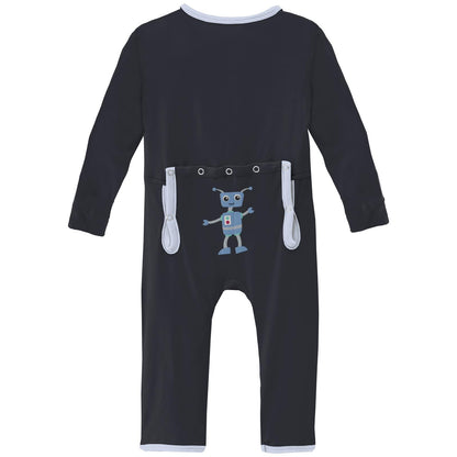 Applique Coverall with 2 Way Zipper in Deep Space Robot