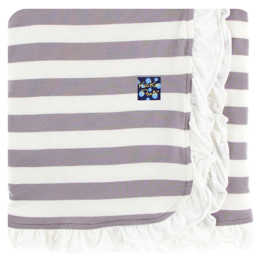 Print Ruffle Stroller Blanket in Feather Contrast Stripe