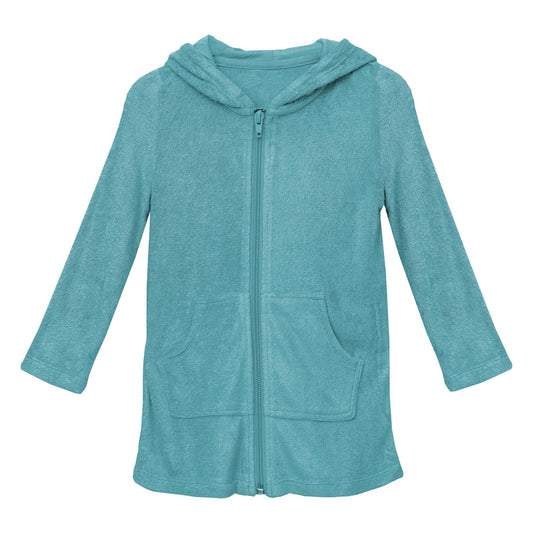 Terry Zip-Front After Swim Robe in Glacier