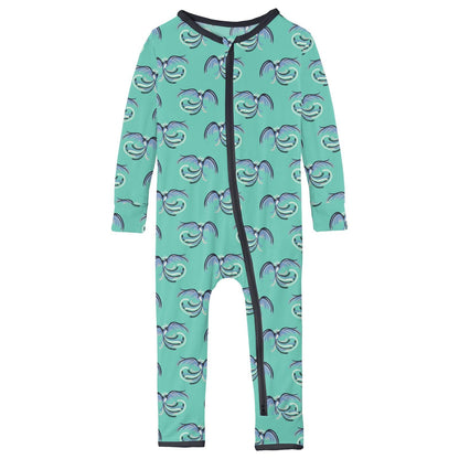 Print Coverall with 2 Way Zipper in Glass Phoenix