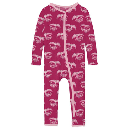 Print Coverall with 2 Way Zipper in Dragon Fruit Phoenix