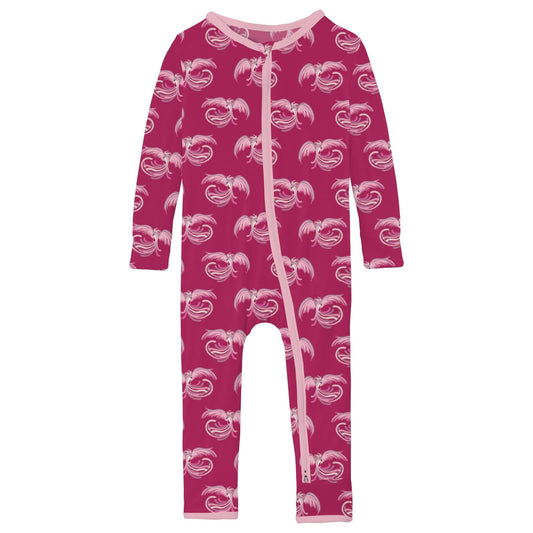Print Coverall with 2 Way Zipper in Dragon Fruit Phoenix