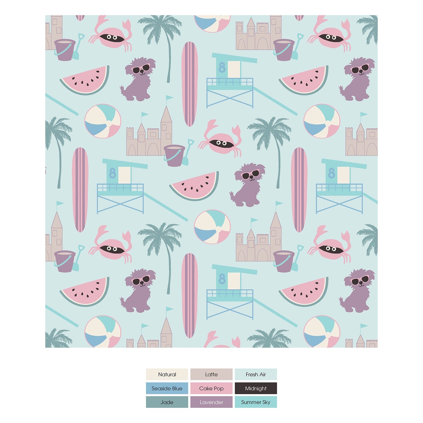 Print Convertible Sleeper with Zipper in Fresh Air Beach Day