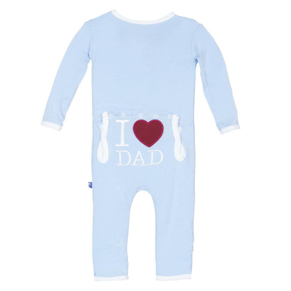 Applique Coverall with Snaps in Pond I Love Dad