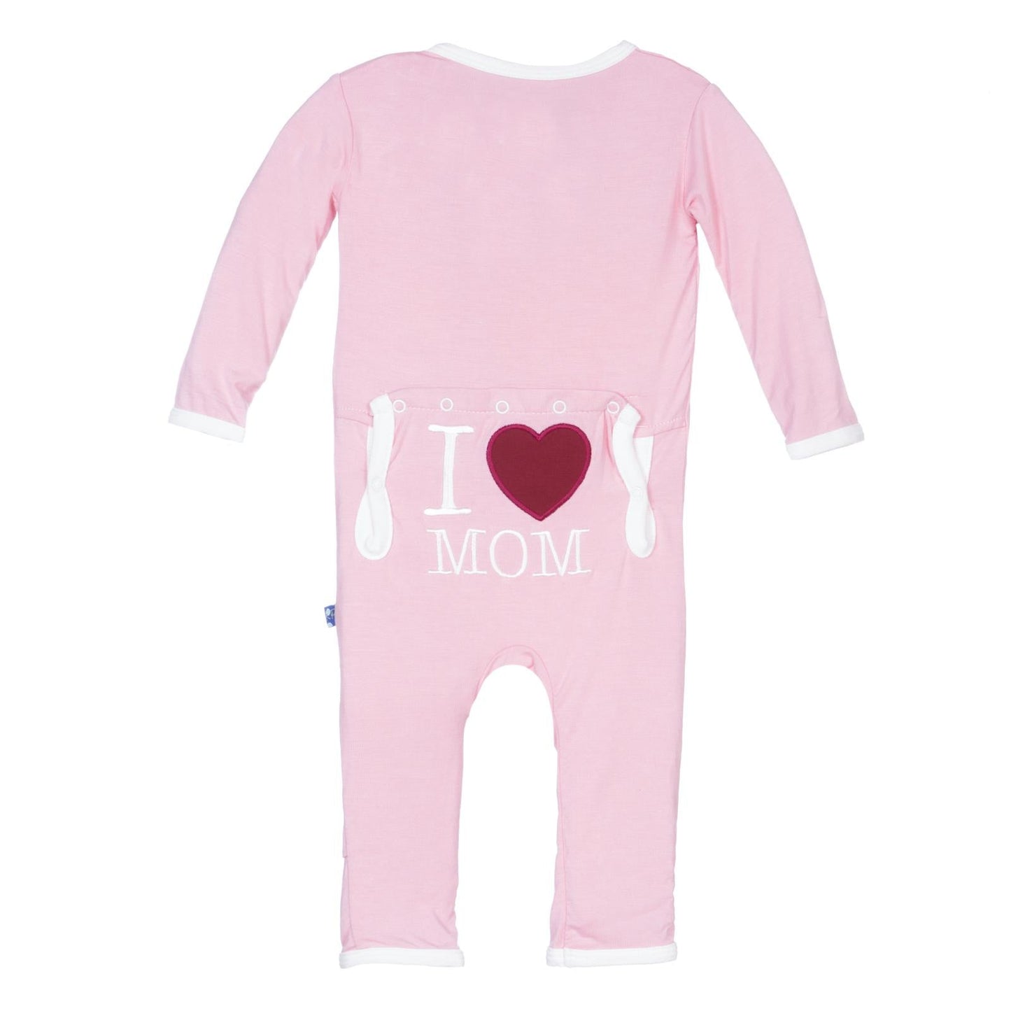 Applique Coverall with Snaps in Lotus I Love Mom