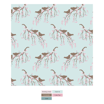 Print Coverall with Snaps in Fresh Air Bird Branch