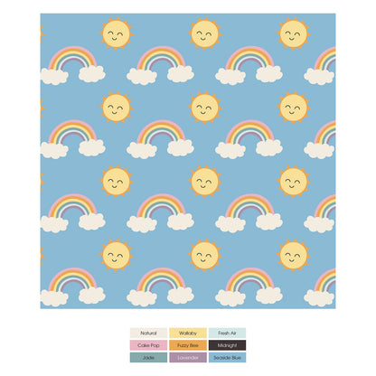 Print 3/4 Sleeve Babydoll Outfit Set in Sunshine and Rainbows