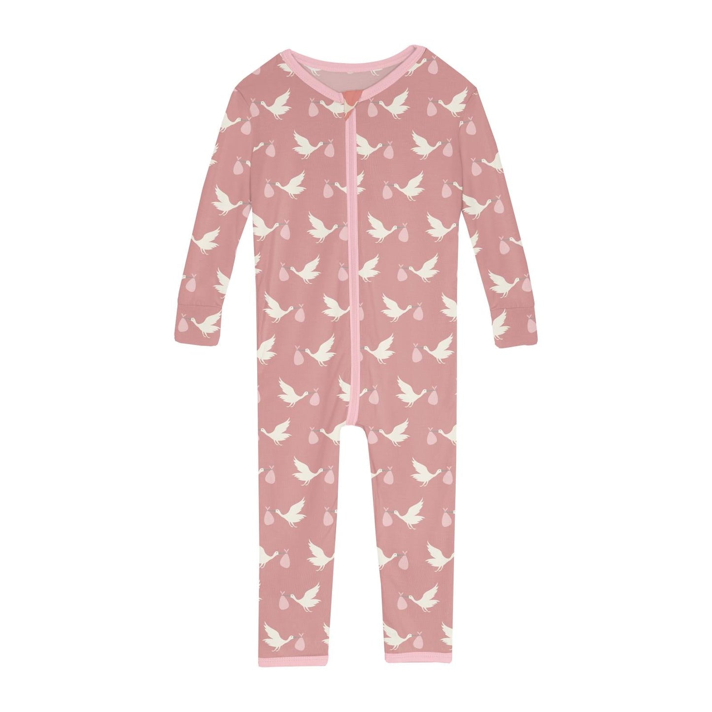 Print Convertible Sleeper with Zipper in Blush Stork