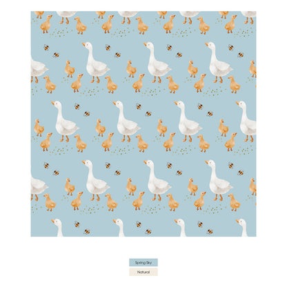 Print Coverall with 2 Way Zipper in Spring Sky Feeding Ducks