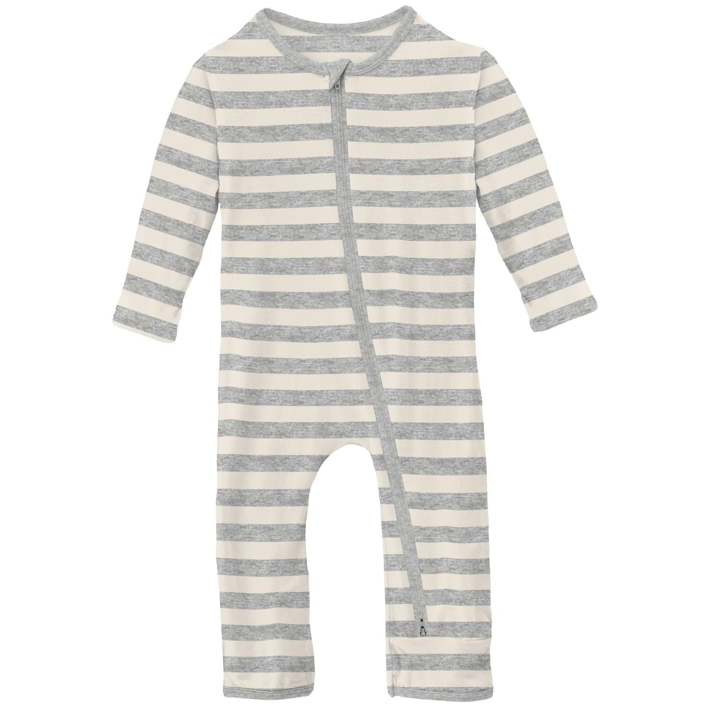 Print Coverall with 2 Way Zipper in Heathered Mist Sweet Stripe