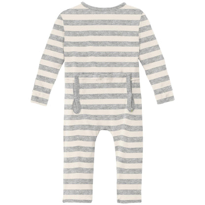 Print Coverall with 2 Way Zipper in Heathered Mist Sweet Stripe