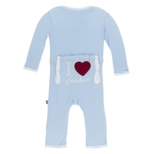Applique Coverall with 2 Way Zipper in Pond I Love Grandma