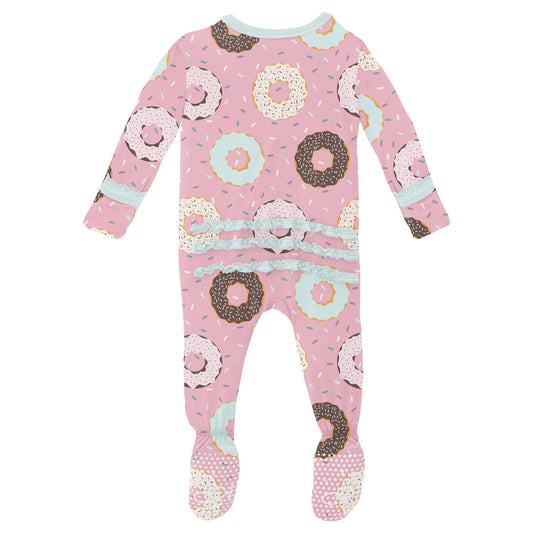 Print Muffin Ruffle Footie with Snaps in Cake Pop Donuts and Sprinkles
