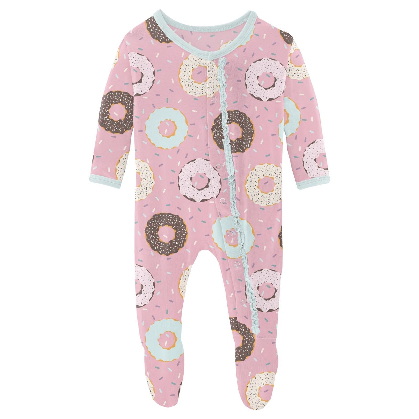 Print Muffin Ruffle Footie with Snaps in Cake Pop Donuts and Sprinkles
