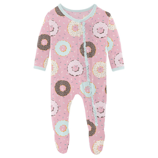Print Muffin Ruffle Footie with Snaps in Cake Pop Donuts and Sprinkles