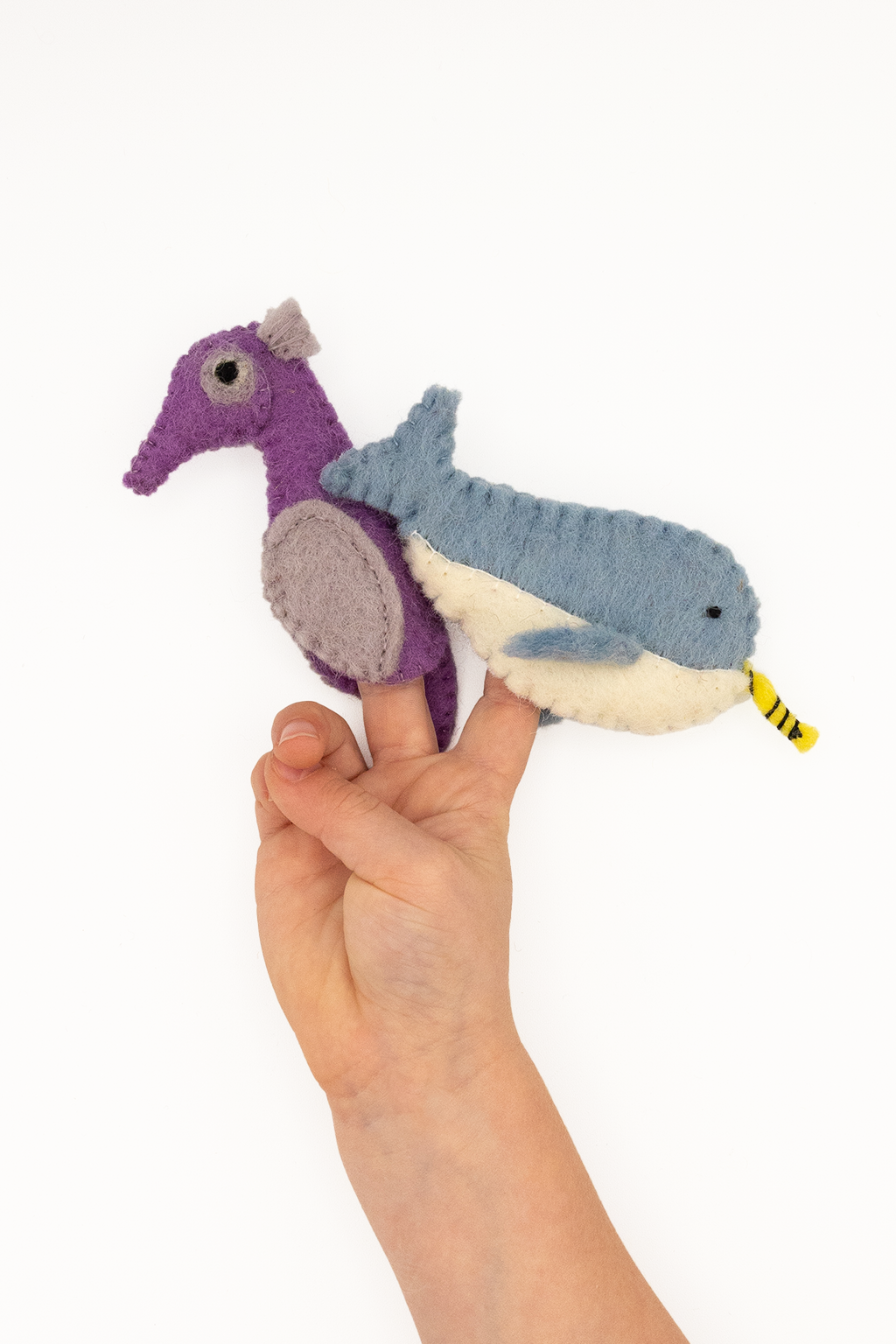 Narwhal & Seahorse Finger Puppet Set