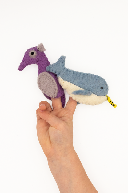 Narwhal & Seahorse Finger Puppet Set
